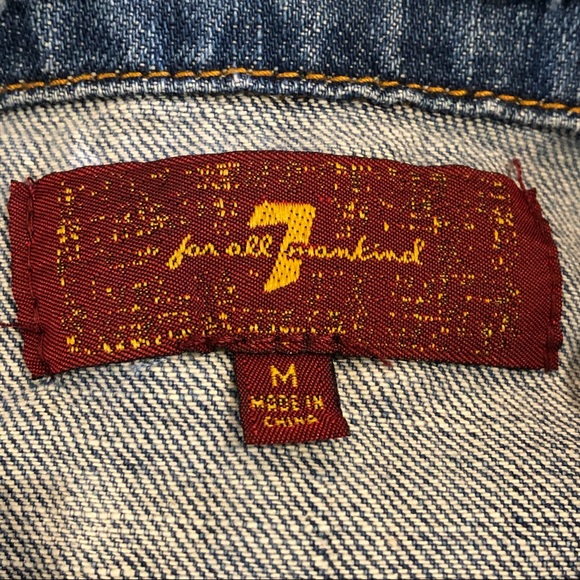 7 For All Mankind • KIND Distressed Denim Jacket - M - Picture 7 of 10
